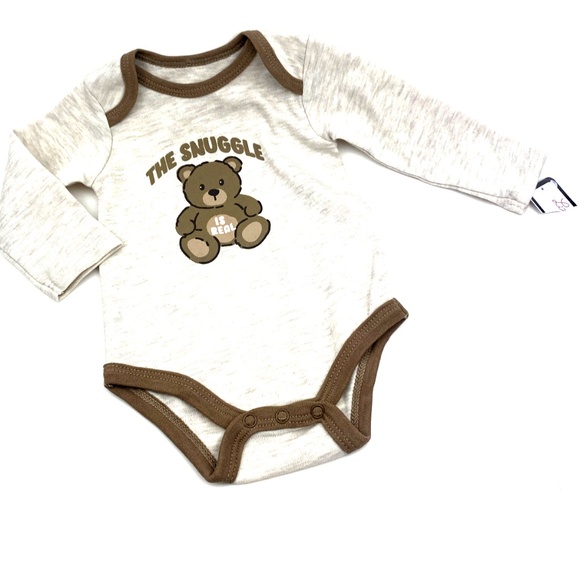 Little Lass Baby Girls Size 3/6m The Snuggle is Real Matching 3pc Set Bear Heart - Picture 3 of 8